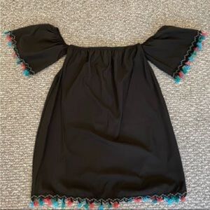 Lord‎ & Taylor  design lab black cotton blend pom pom dress  Size S/P Stretch